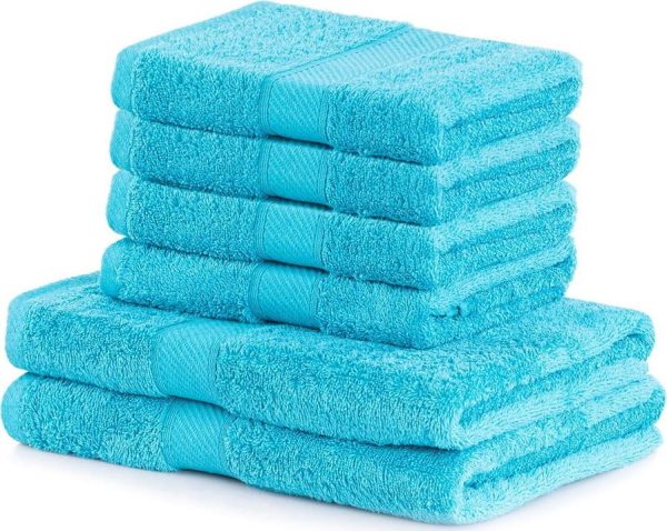Set 2 tyrkysových osušek a 4 ručníků AmeliaHome Bamby Turquoise
