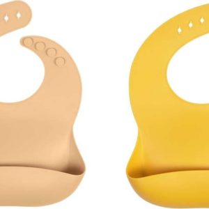 Silikonové bryndáky v béžovo-hořčicové barvě v sadě 2 ks Epiphany – Kave Home