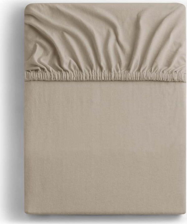 Světle hnědé napínací prostěradlo jersey 240x220 cm Amber – Restilo
