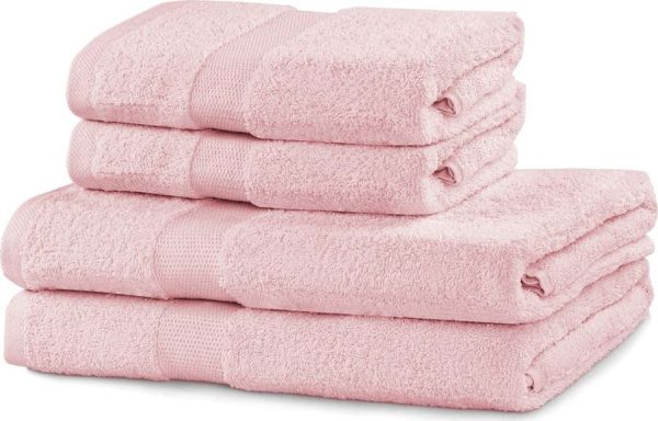 Světle růžové froté bavlněné ručníky a osušky v sadě 4 ks Marina – DecoKing