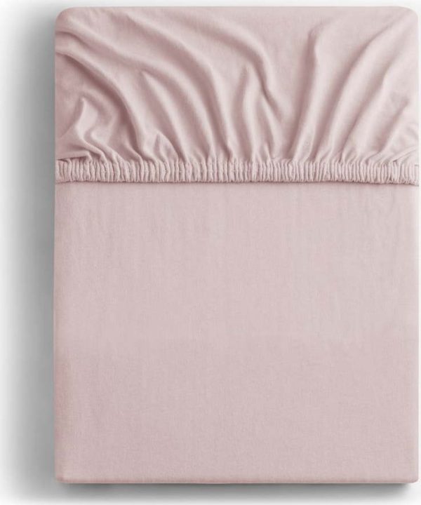 Světle růžové napínací prostěradlo jersey 180x200 cm Amber – Restilo