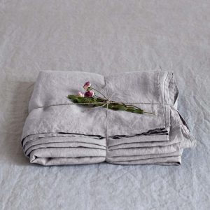 Světle šedé lněné prostěradlo 230x270 cm Light Grey – Linen Tales