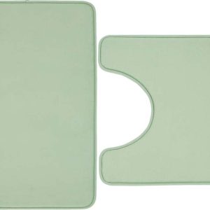 Světle zelené WC koupelnové předložky z paměťové pěny v sadě 2 ks 50x80 cm Anti-Bacterial – Catherine Lansfield