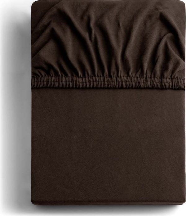 Tmavě hnědé napínací prostěradlo jersey 200x200 cm Amber – Restilo