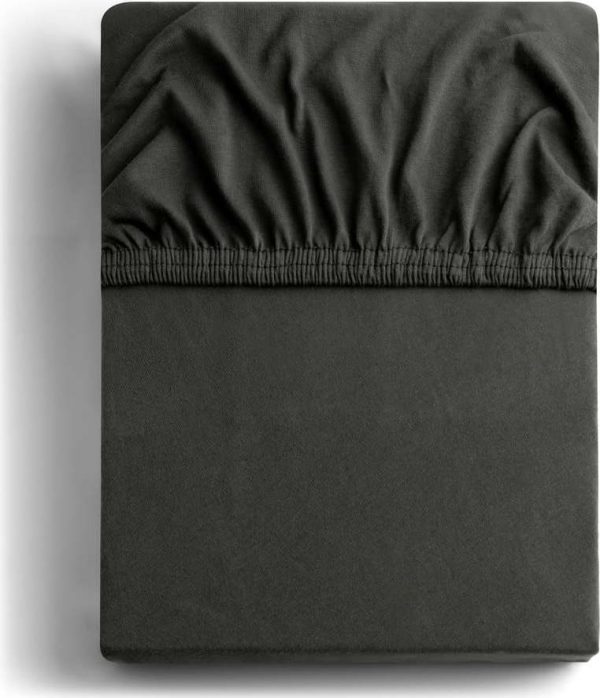 Tmavě šedé napínací prostěradlo jersey 140x200 cm Amber – Restilo