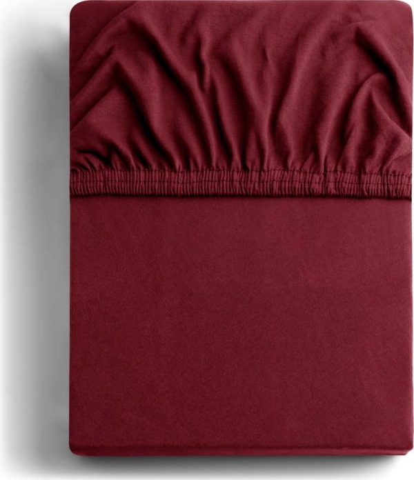 Vínové napínací prostěradlo jersey 220x200 cm Amber – Restilo