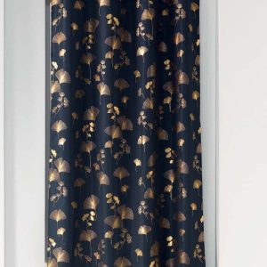 Závěs v tmavě modré a zlaté barvě 140x260 cm Bloomy – douceur d'intérieur