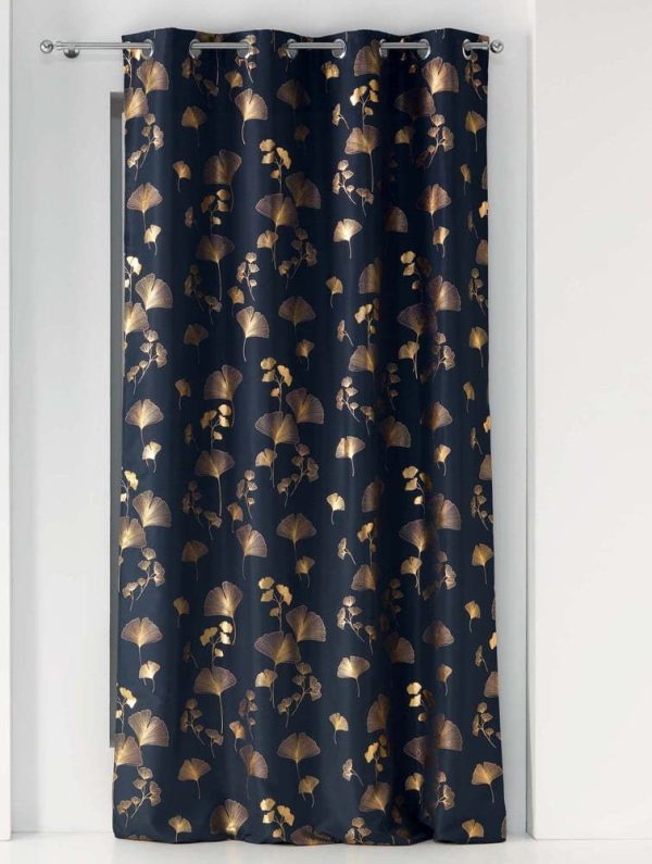 Závěs v tmavě modré a zlaté barvě 140x260 cm Bloomy – douceur d'intérieur