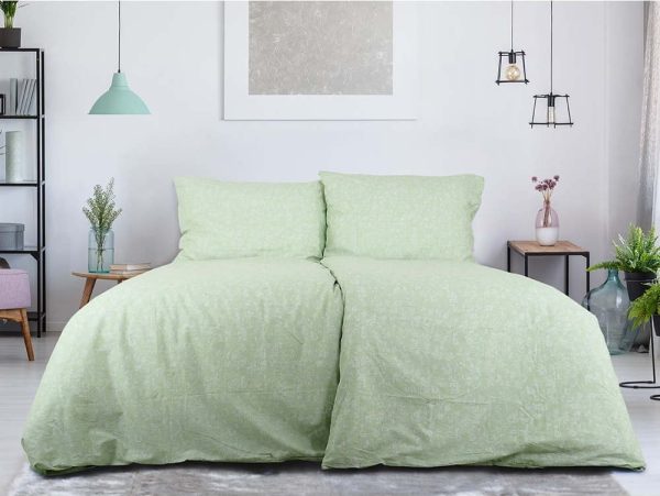 Zelené krepové povlečení na jednolůžko 140x200 cm Green Flowers – B.E.S.