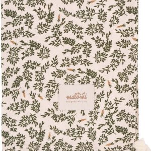 Zeleno-krémová bambusová zavinovací dětská deka 120x120 cm Green Floral – Malomi Kids