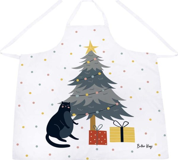 Bavlněná zástěra s vánočním motivem Crazy Cat Xmas – Butter Kings