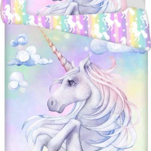 Bavlněné dětské povlečení na jednolůžko 140x200 cm Unicorn "Pastel Rainbow" – Jerry Fabrics