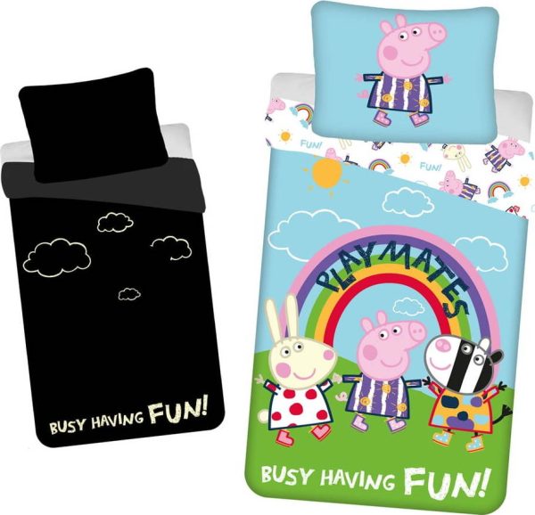 Bavlněné dětské povlečení se svítícím efektem na jednolůžko 140x200 cm Peppa Pig – Jerry Fabrics