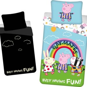 Bavlněné dětské povlečení se svítícím efektem na jednolůžko 140x200 cm Peppa Pig – Jerry Fabrics