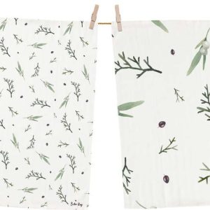 Bavlněné utěrky s vánočním motivem v sadě 2 ks 50x70 cm Delicate Green – Butter Kings