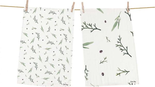 Bavlněné utěrky s vánočním motivem v sadě 2 ks 50x70 cm Delicate Green – Butter Kings