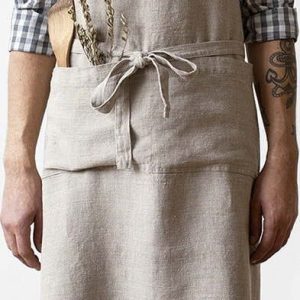 Béžová lněná zástěra Linen Tales Chef