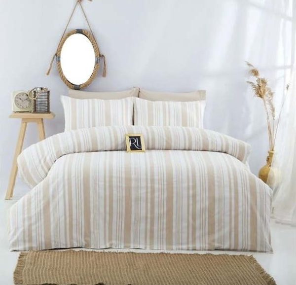 Béžové bavlněné prodloužené povlečení na dvoulůžko 200x220 cm – Mila Home