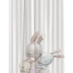 Béžový dětský závěs z bavlněného saténu 110x250 cm Hugging Bunnies – Butter Kings