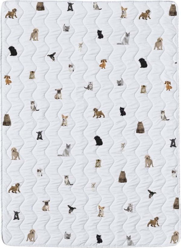 Bílá prošívaná deka a povlak na polštář v sadě z bavlněného saténu 140x200 cm The Cutest Ones – Butter Kings