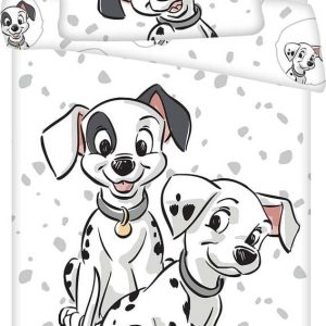 Bílé bavlněné dětské povlečení do postýlky 100x135 cm 101 Dalmatians – Jerry Fabrics