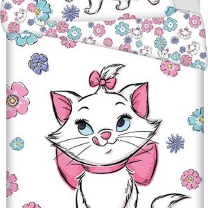 Bílé bavlněné dětské povlečení na jednolůžko 140x200 cm Marie Cat "Floral" – Jerry Fabrics
