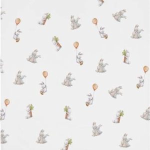 Bílé napínací dětské prostěradlo do postýlky z bavlněného saténu 60x120 cm Hugging Bunnies – Butter Kings