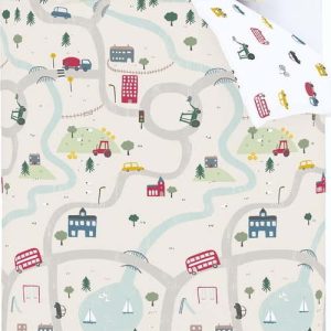 Bílo-béžové bavlněné dětské povlečení do postýlky 120x150 cm Transport – Bianca