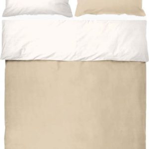 Bílo-béžové prodloužené povlečení na jednolůžko z bavlněného perkálu 140x220 cm Shades – Mette Ditmer Denmark