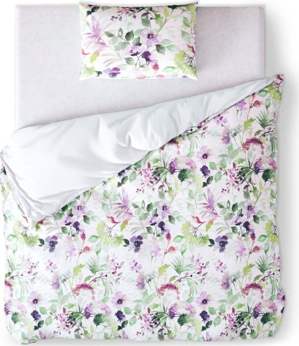 Bílo-fialové bavlněné povlečení na jednolůžko/prodloužené 220x155 cm Averi Dominica – Restilo