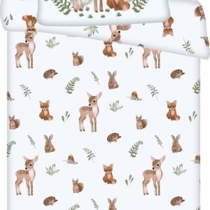 Bílo-hnědé bavlněné dětské povlečení do postýlky 100x135 cm Forest Animals – Jerry Fabrics