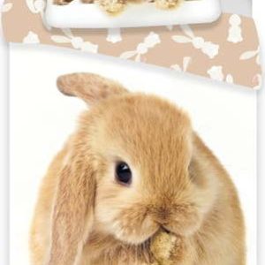 Bílo-hnědé bavlněné dětské povlečení na jednolůžko 140x200 cm Bunny – Jerry Fabrics