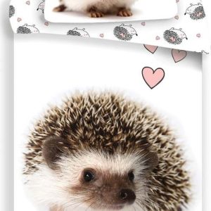 Bílo-hnědé bavlněné dětské povlečení na jednolůžko 140x200 cm Hedgehog – Jerry Fabrics