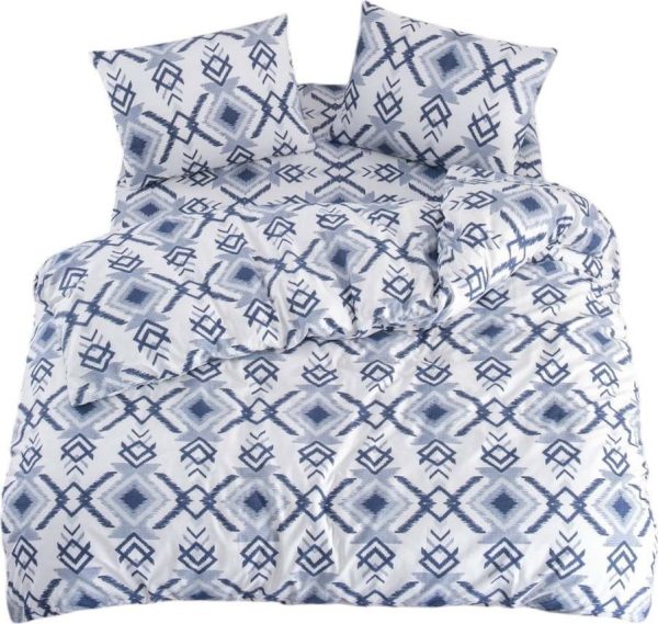 Bílo-modré povlečení na jednolůžko/prodloužené s prostěradlem/3dílné 160x220 cm Geometric – Mila Home