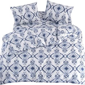Bílo-modré povlečení na jednolůžko/prodloužené s prostěradlem/3dílné 160x220 cm Geometric – Mila Home