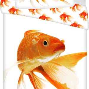 Bílo-oranžové bavlněné dětské povlečení na jednolůžko 140x200 cm Goldfish – Jerry Fabrics