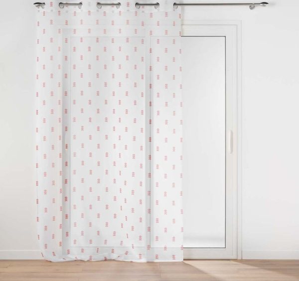 Bílo-růžová voálová záclona 140x240 cm Geokid – douceur d'intérieur