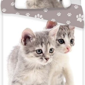 Bílo-šedé bavlněné dětské povlečení na jednolůžko 140x200 cm Kitten "Grey" – Jerry Fabrics