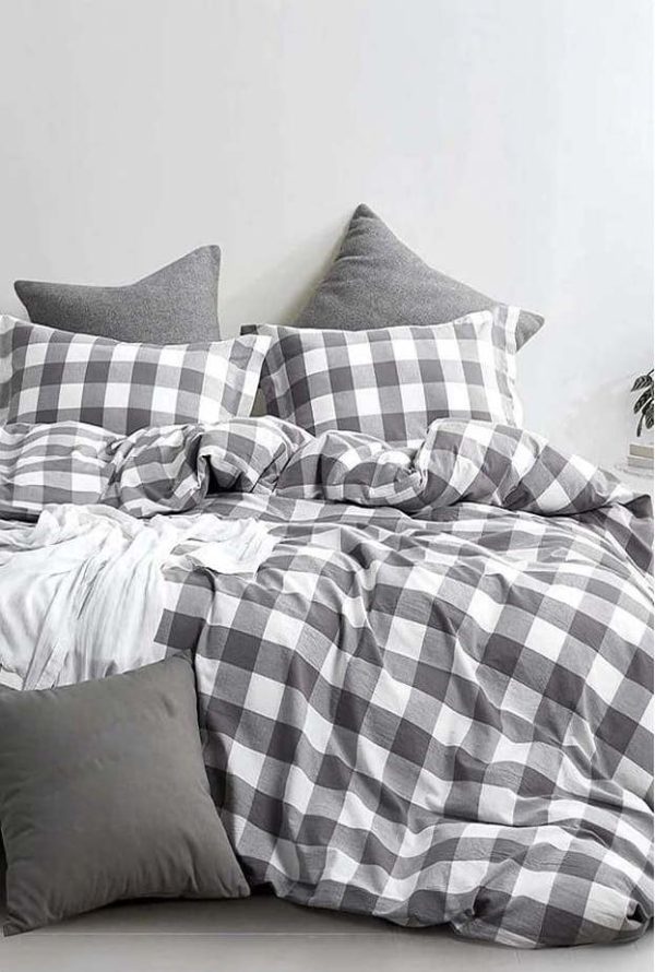 Bílo-šedé bavlněné povlečení na dvoulůžko/prodloužené s prostěradlem 200x220 cm – Mila Home