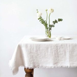 Bílý lněný ubrus Linen Tales Classic