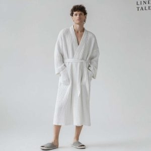 Bílý župan velikost L/XL Honeycomb – Linen Tales