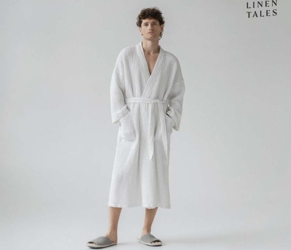 Bílý župan velikost L/XL Honeycomb – Linen Tales