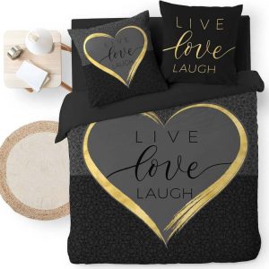Černé bavlněné povlečení na dvoulůžko 200x200 cm Crazy Love – douceur d'intérieur