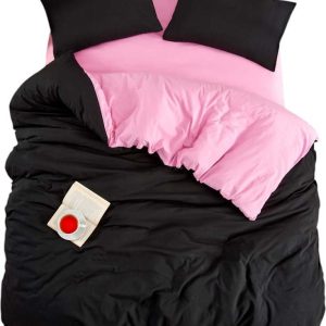 Černo-růžové povlečení na dvoulůžko/prodloužené s prostěradlem/4dílné 200x220 cm Classic – Mila Home