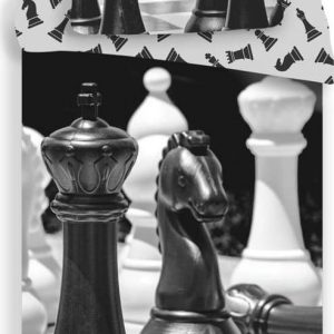 Černobílé bavlněné dětské povlečení na jednolůžko 140x200 cm Chess – Jerry Fabrics