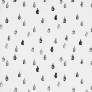 Černobílé napínací dětské prostěradlo do postýlky z bavlněného saténu 60x120 cm Bunnies in the Rain – Butter Kings
