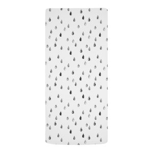 Černobílé napínací dětské prostěradlo do postýlky z bavlněného saténu 60x120 cm Bunnies in the Rain – Butter Kings