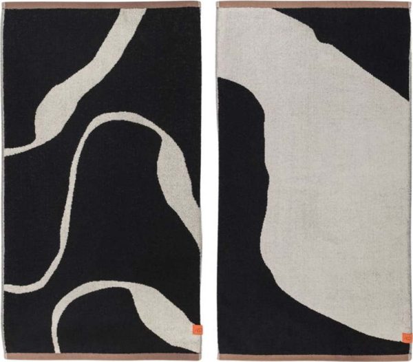 Černobílé ručníky v sadě 2 ks z Bio bavlny 50x90 cm Nova Arte – Mette Ditmer Denmark