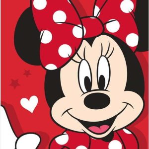 Červená bavlněná dětská osuška 70x140 cm Minnie "Red heart" – Jerry Fabrics