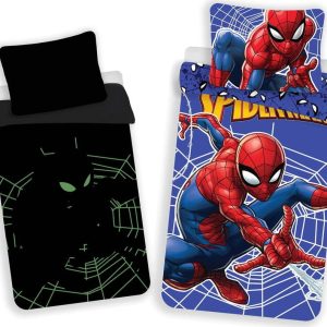 Červeno-modré bavlněné dětské povlečení se svítícím efektem na jednolůžko 140x200 cm Spider-man – Jerry Fabrics